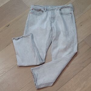 Levi's Wedgie Straight Button Fly Jeans Women's sz 30 Grey Mid Rise Crop Denim